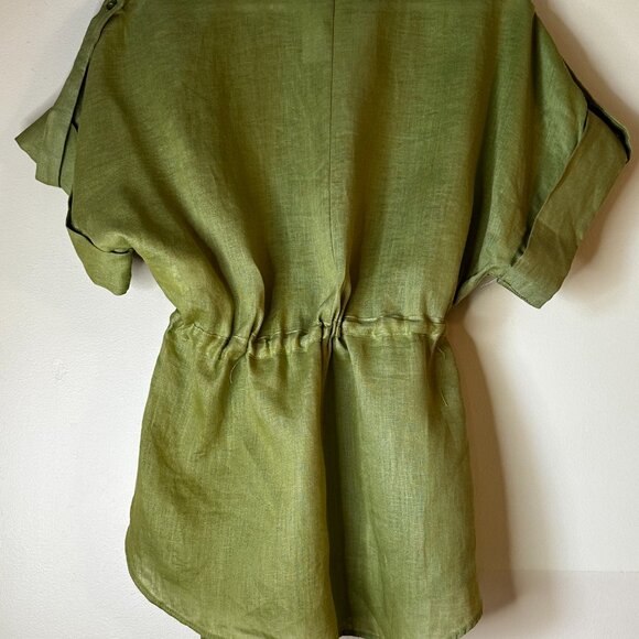 Brilliant Green, Zara Linen Blouse size small - Picture 2 of 7